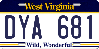 WV license plate DYA681
