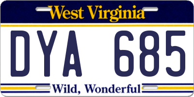 WV license plate DYA685