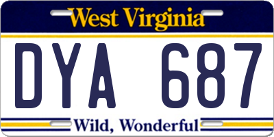 WV license plate DYA687
