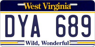WV license plate DYA689