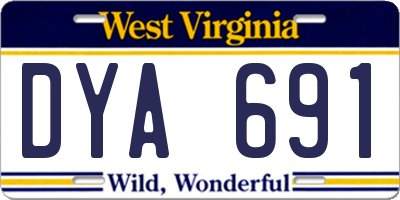 WV license plate DYA691