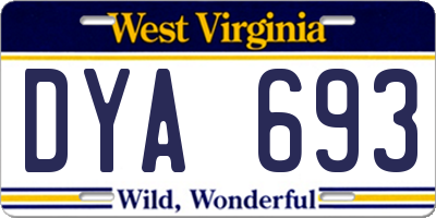 WV license plate DYA693