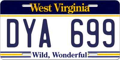 WV license plate DYA699