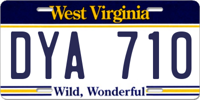 WV license plate DYA710