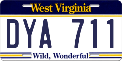 WV license plate DYA711
