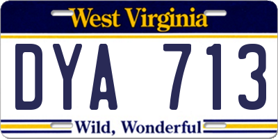 WV license plate DYA713