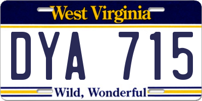 WV license plate DYA715