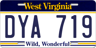 WV license plate DYA719