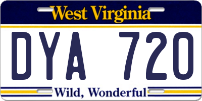 WV license plate DYA720