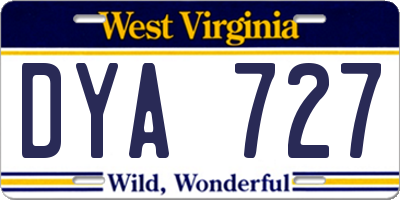 WV license plate DYA727