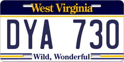 WV license plate DYA730