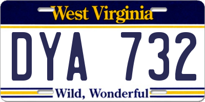WV license plate DYA732