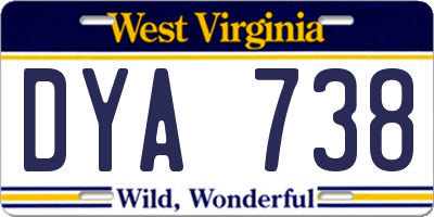WV license plate DYA738