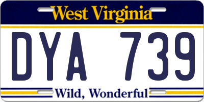 WV license plate DYA739