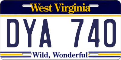 WV license plate DYA740