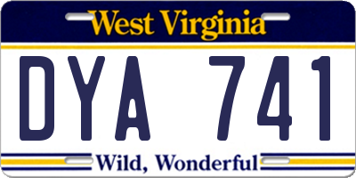 WV license plate DYA741