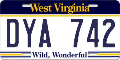 WV license plate DYA742