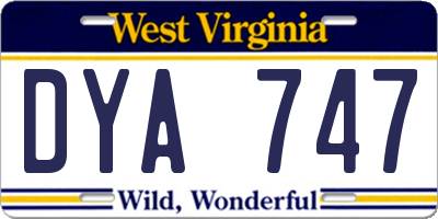 WV license plate DYA747