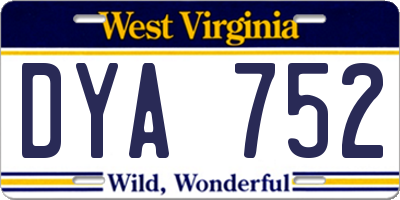 WV license plate DYA752