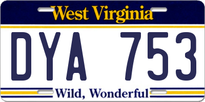 WV license plate DYA753