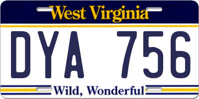 WV license plate DYA756