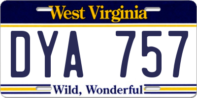 WV license plate DYA757