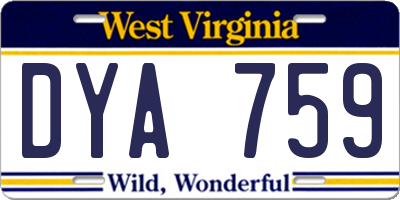 WV license plate DYA759