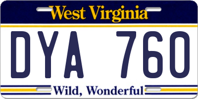 WV license plate DYA760