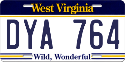 WV license plate DYA764