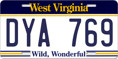 WV license plate DYA769