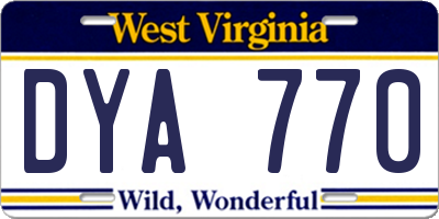 WV license plate DYA770