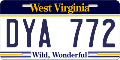 WV license plate DYA772
