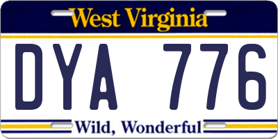 WV license plate DYA776