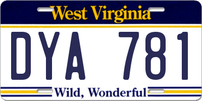 WV license plate DYA781