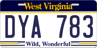 WV license plate DYA783