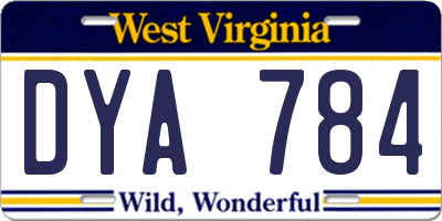WV license plate DYA784