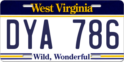 WV license plate DYA786