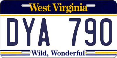 WV license plate DYA790