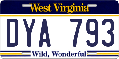 WV license plate DYA793