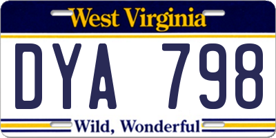 WV license plate DYA798