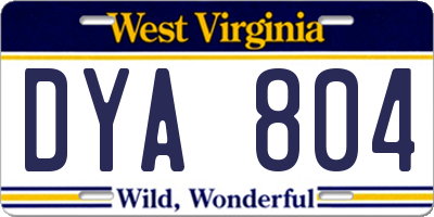 WV license plate DYA804