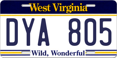 WV license plate DYA805