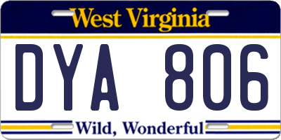 WV license plate DYA806