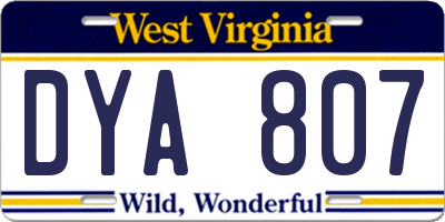 WV license plate DYA807