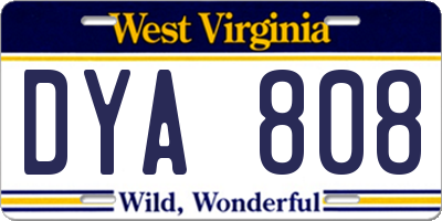 WV license plate DYA808