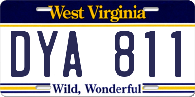 WV license plate DYA811