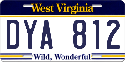 WV license plate DYA812