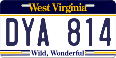 WV license plate DYA814