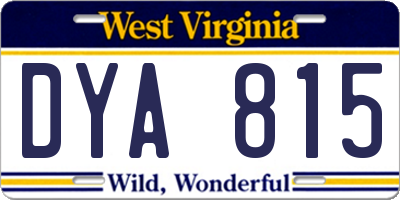 WV license plate DYA815