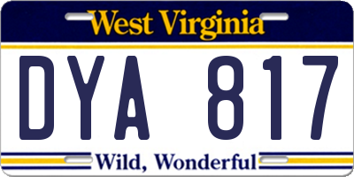 WV license plate DYA817